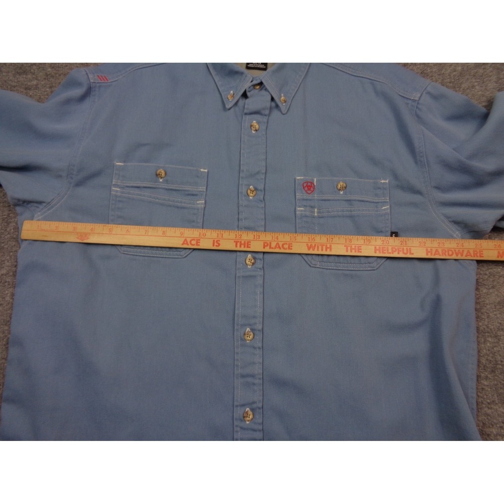 Ariat FR Shirt Mens XL Blue Workwear Long Sleeve Button Work Flame Resistant - Picture 9 of 11